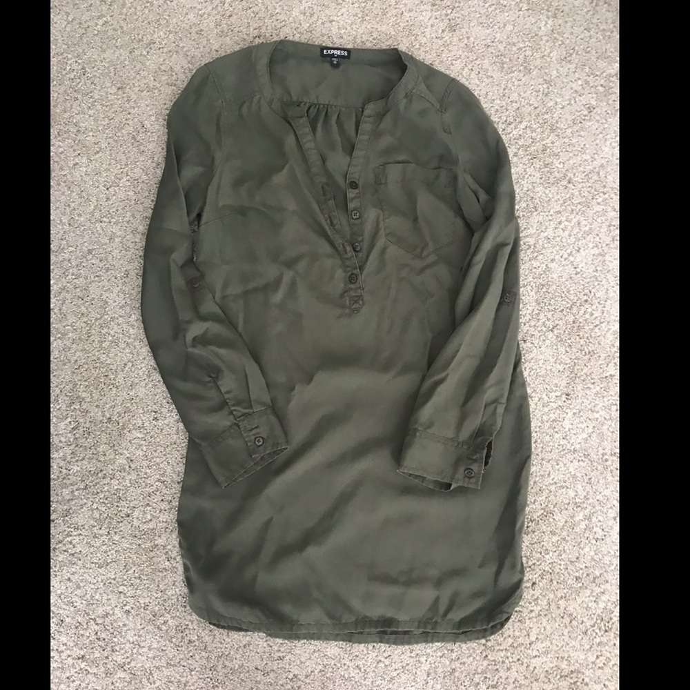 Express Olive Green Long Sleeve Dress